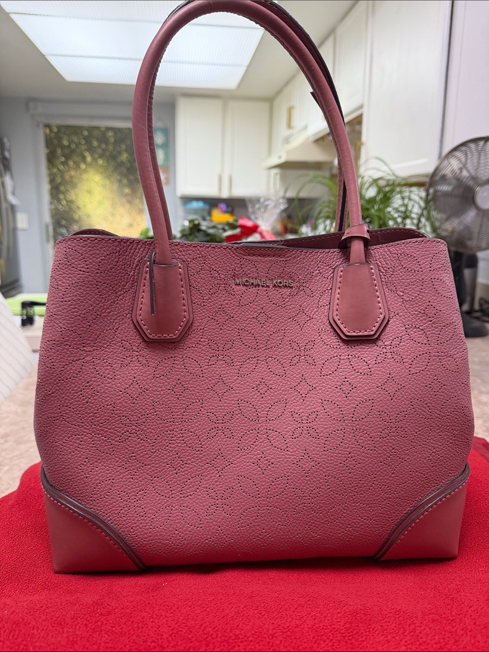 Michael Kors Rose Pink Perforated Leather Tote